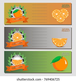 Abstract vector icon illustration logo whole ripe citrus fruit orange, slice half. Orange pattern consisting of card label, natural design tropical food. Eat sweet fresh citrus fruits exotic oranges.