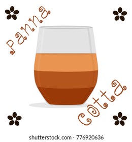 Abstract vector icon illustration logo for coffee jelly confectionery panna cotta. Jelly pattern consisting of design sweet food pudding pannacotta. Eat fresh fruit jellies Panna Cotta in puddings.