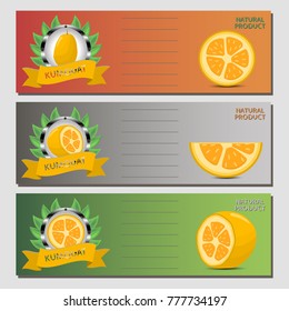 Abstract vector icon illustration logo for citrus fruit kumquat, slice half pear. Kumquat pattern consisting of card label, natural citruses food. Eat sweet pears, Citrus fruits kumquats on health.