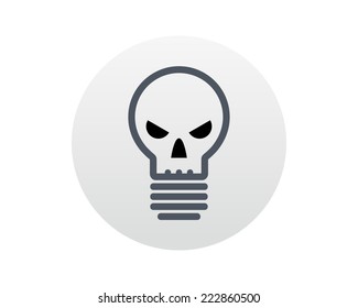 Abstract vector icon of light bulb with the face of a skull.