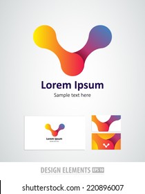Abstract vector icon logo design element with business card template isolated on white background