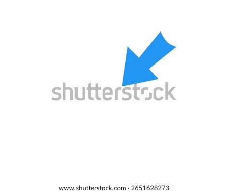 Abstract vector icon set, blue down left tilted arrow