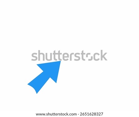 Abstract vector icon set, blue down right tilted arrow