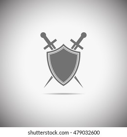 Abstract vector icon - shield and sword.