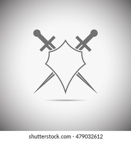 Abstract vector icon - shield and sword.