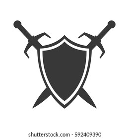 Two Crossed Swords Steel Shield Heraldry Stock Vector (Royalty Free ...