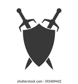 Two Crossed Swords That Behind Shield Stock Vector (Royalty Free ...