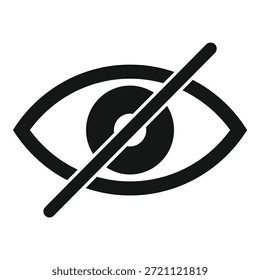 Icono de Vector Abstractas que simboliza la vista invisible, la privacidad, la seguridad y la prohibición con una simple ilustración de Diseño gráfico en blanco y negro