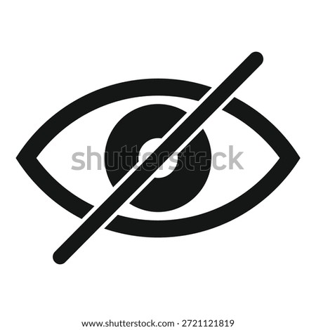 Abstract vector icon symbolizing invisible sight, privacy, security, and prohibition with a simple black and white graphic design illustration
