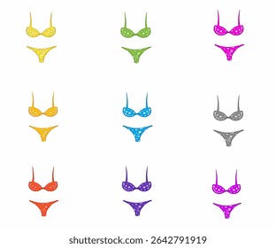 abstract vector icons set of bikini panties and bras in summer