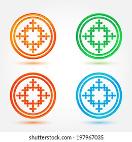 Abstract vector icons set made of circles and crosses