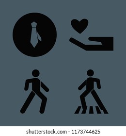 abstract vector icons set. with pedestrian, heart hand and tie in set