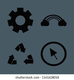 abstract vector icons set. with rainbow, recycle sign, cursor and gear in set