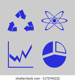 abstract vector icons set. with recycle sign, atom, graph and pie chart in set