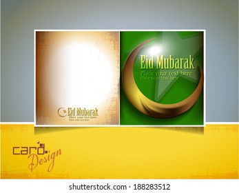 Abstract vector Id card with shiny color moon for Islamic festival.
