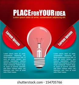 Abstract vector idea background with a bulb and place for two texts