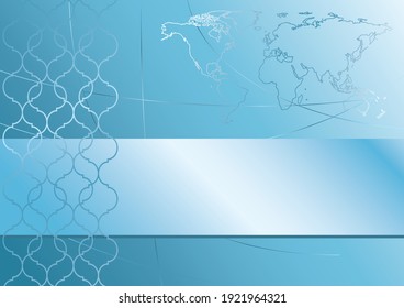 abstract vector ight blue background with map of the world
