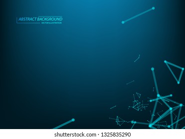 Abstract vector illuminated particles, sparks and lines. Plexus effect. Futuristic cyber constellation structure with Lens Flare Light. Data Connection Concept