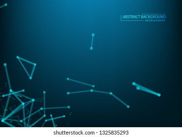 Abstract vector illuminated particles, sparks and lines. Plexus effect. Futuristic cyber constellation structure with Lens Flare Light. Data Connection Concept