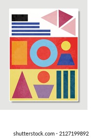 Abstract vector illustratin graphics design print hand drawn geometry patterns shape contemporary mid century modern art