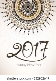 Abstract Vector Illustration of 2017 new year welcome poster / Header with creative floral design on top and calligraphic text
