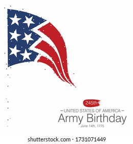 An abstract vector illustration of 245th United States Army birthday with the national flag 