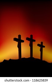 Abstract vector illustration of 3 figures on crosses