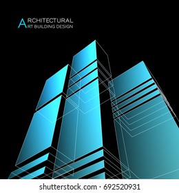 Abstract Vector illustration. 3d architectural background for banner, booklet, poster. Architecture logo