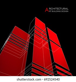 Abstract Vector illustration. 3d architectural background for banner, booklet, poster. Architecture logo