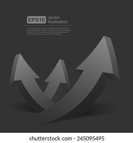 Abstract vector Illustration with 3d arrows and place for text. Background design for banner, flyer, cover, poster, brochure. Concept of success. Logo design.
