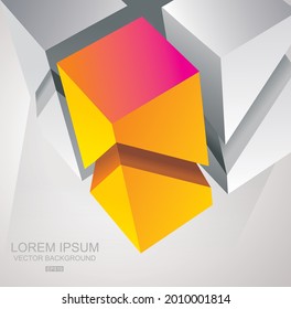 Abstract vector illustration of 3d cubes structure, over white background.