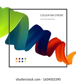 Abstract vector illustration. 3d liquid fluid flow rainbow ribbon. Color isolated wave in modern style. Cool futuristic dynamic acrylic shape on a white background.