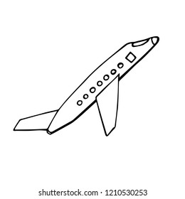Abstract vector illustration of an air plane. Grunge free hand drawing.