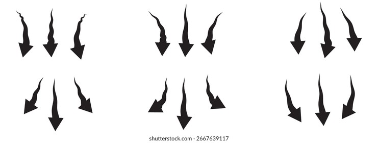 Abstract vector illustration of airflow and temperature concept. Features curved arrows, hot and cold waves, AC, heater, and HVAC elements. Transparent background for clean, futuristic energy designs.