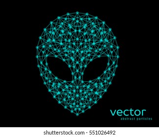 Abstract vector illustration of alien head on black background.