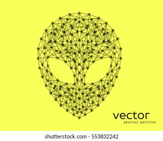 Abstract vector illustration of alien head on yellow background.