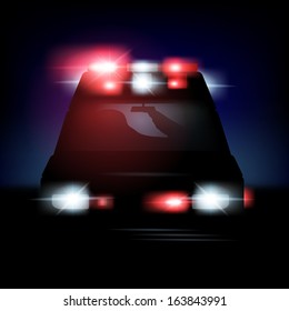 Abstract vector illustration of an ambulance with sirenes