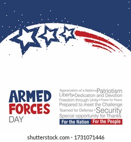 An abstract vector illustration of Armed Forces Day on an isolated white background