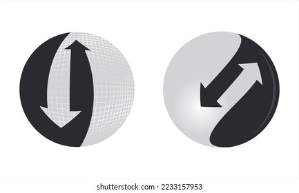 Una ilustración vectorial abstracta de flechas apuntando hacia arriba, hacia abajo y diagonalmente en una forma redonda