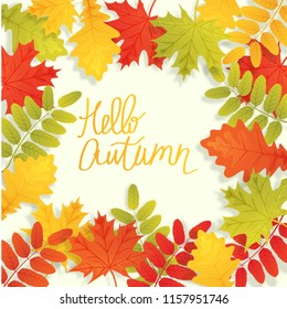 Abstract vector illustration autumn background with falling autumn leaves