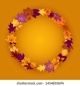 Abstract Vector Illustration Autumn Background with Falling Autumn Leaves. EPS10