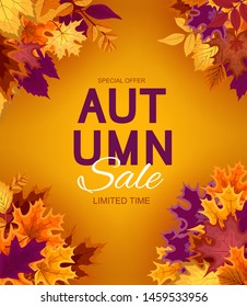 Abstract Vector Illustration Autumn Background with Falling Autumn Leaves. EPS10