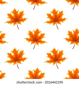 Abstract Vector Illustration Autumn Background with Falling Autumn Leaves. Seamless pattern