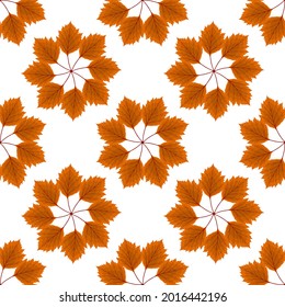 Abstract Vector Illustration Autumn Background with Falling Autumn Leaves. Seamless pattern