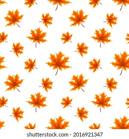 Abstract Vector Illustration Autumn Background with Falling Autumn Leaves. Seamless pattern