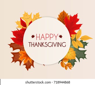 Abstract Vector Illustration Autumn Happy Thanksgiving Background with Falling Autumn Leaves. EPS10