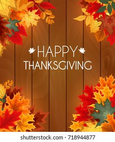 Abstract Vector Illustration Autumn Happy Thanksgiving Background with Falling Autumn Leaves. EPS10