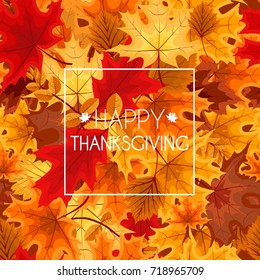Abstract Vector Illustration Autumn Happy Thanksgiving Background with Falling Autumn Leaves. EPS10