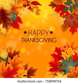 Abstract Vector Illustration Autumn Happy Thanksgiving Background with Falling Autumn Leaves. EPS10