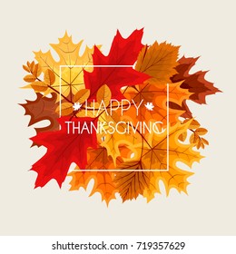 Abstract Vector Illustration Autumn Happy Thanksgiving Background with Falling Autumn Leaves. EPS10